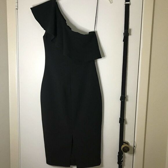 NEW! Likely Wilshire black bodycon One shoulder ruffle dress size US 4 - Picture 7 of 7